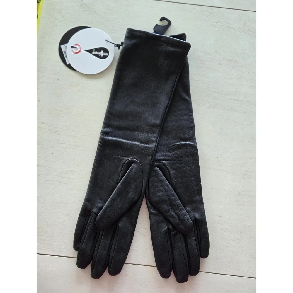 NWT Gloves Black Neiman Marcus Brian Atwood Women's S/M Long Leather Studded